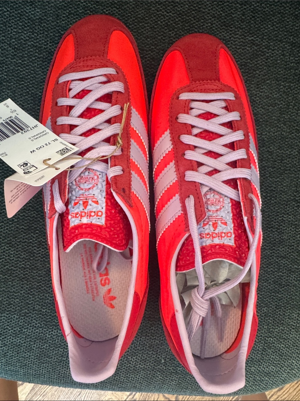 SL 72 OG W adidas Neon Red and Light Pink Retro Trainers Runners Sneakers